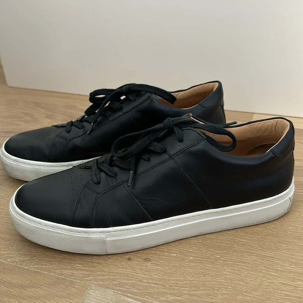 GREATS Men’s Royal Sneaker Black White Italian Leather Casual Shoes Size 11